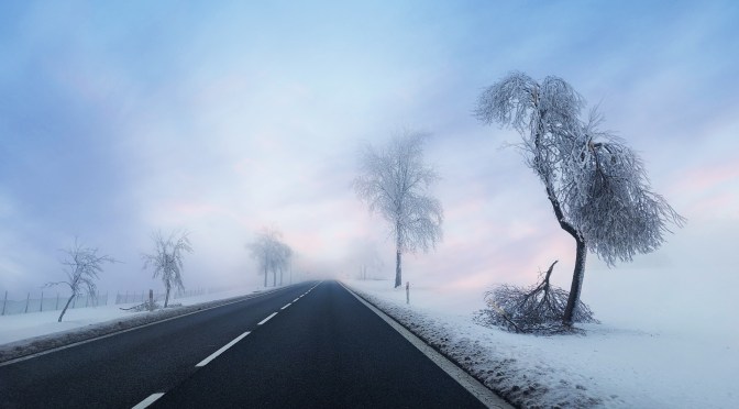 Frosty Road at Dawn
