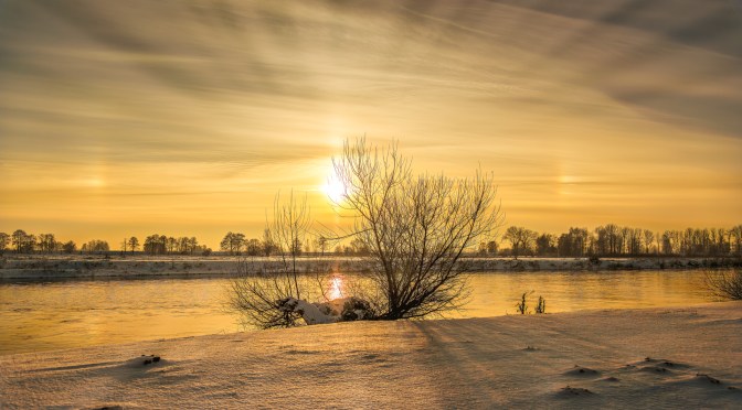 Winter Sunset Over the River