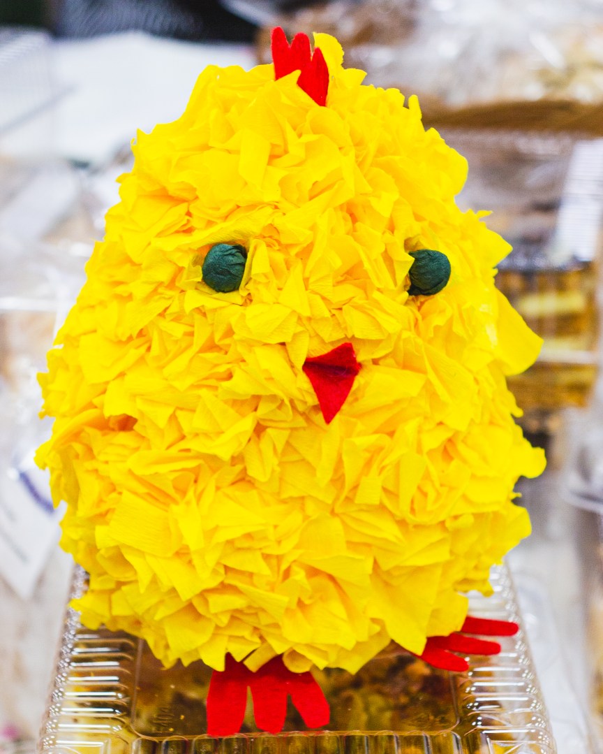 Easter chick figure made from yellow paper