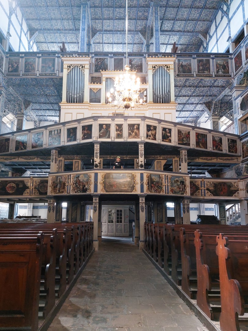 Central nave with Baroque decorations inside the Church of Peace, Jawor