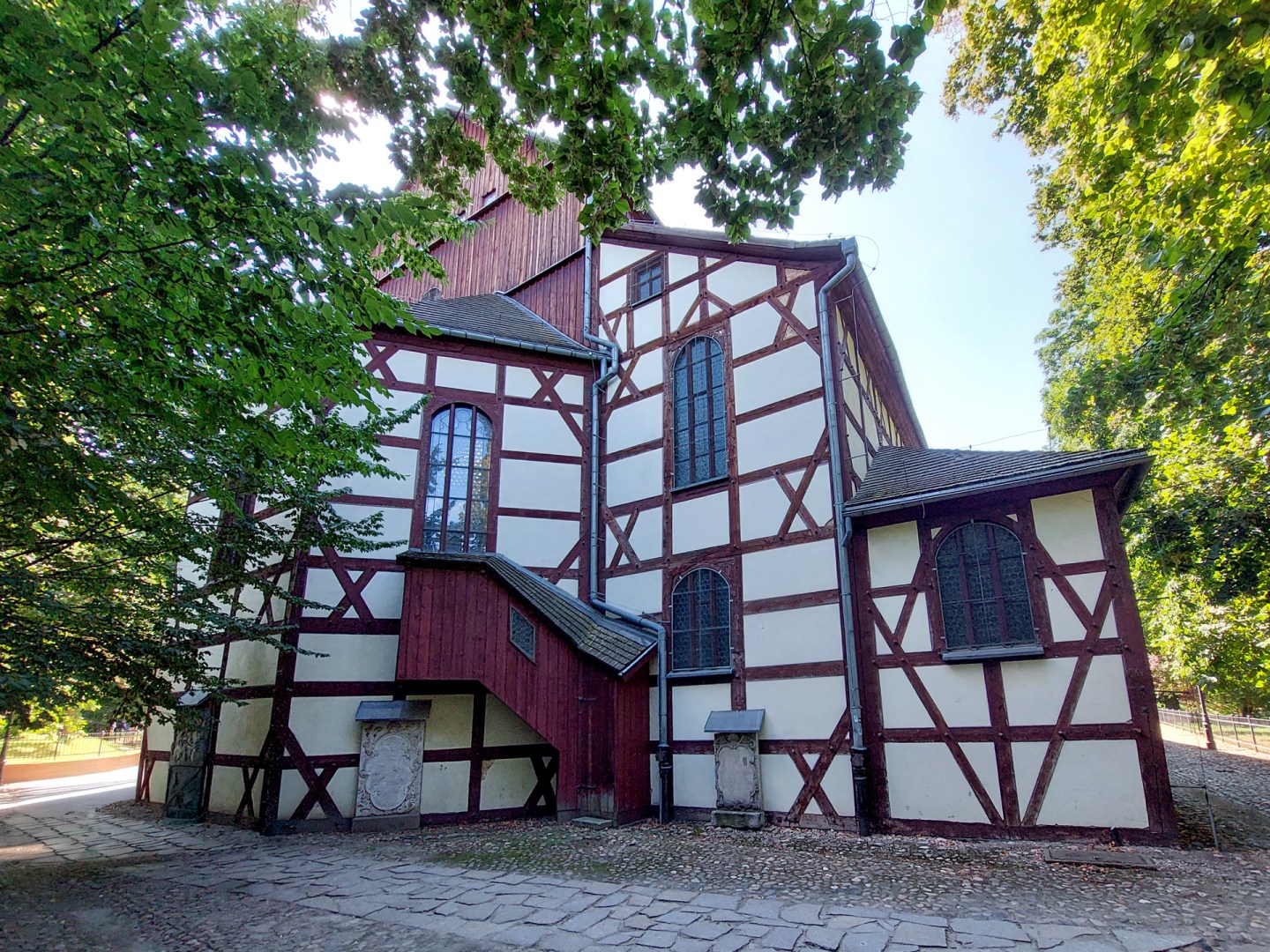 Half-timbered side building near the Church of Peace in Jawor