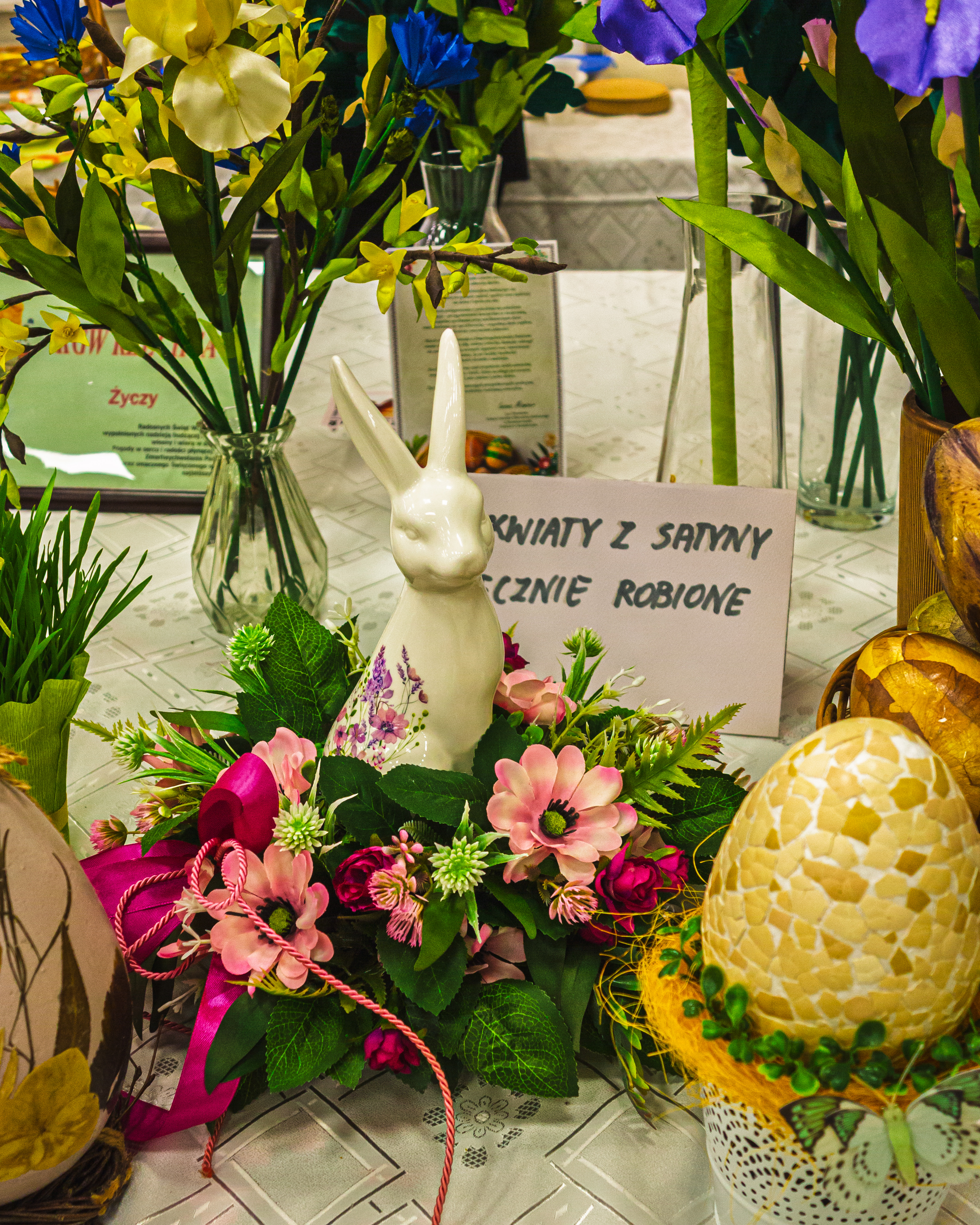 Easter floral arrangement on traditional table in Sieradz